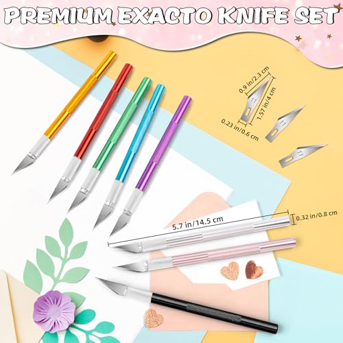 DIYSELF 4 Exacto Knives with 40 No. 11 Blades for Crafting - color: Purple-gold-blue-silver