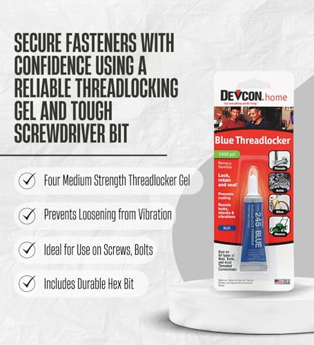 6X Devcon Medium Strength Blue Thread Locker Gel 0.2 oz Bundle with Blu-MOL Xtreme Hex 5/32 in. x 2 in. Screwdriver Bit – Thread Lock That Seals & Prevents Vibration Loosening – Gift Set (7 Items)