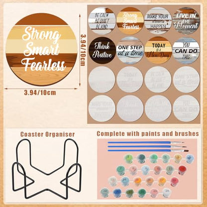 Reallnaive 8 Pcs Inspirational Paint by Number Kit for Adult Wooden Coaster - style: Farmhouse