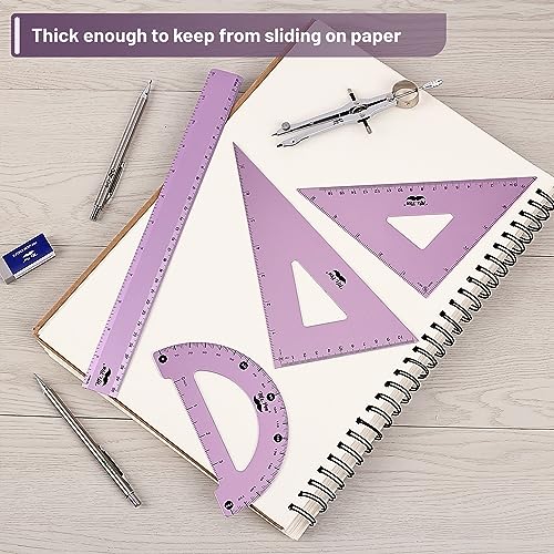 Mr. Pen- Metal Geometry Kit, 4 Pack, 45° & 30°/60° Set Squares - color: Blue Magenta Color