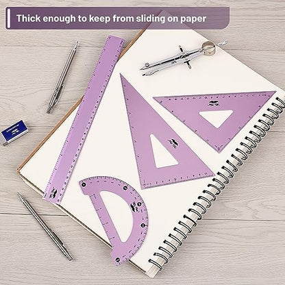 Mr. Pen- Metal Geometry Kit, 4 Pack, 45° & 30°/60° Set Squares - color: Blue Magenta Color