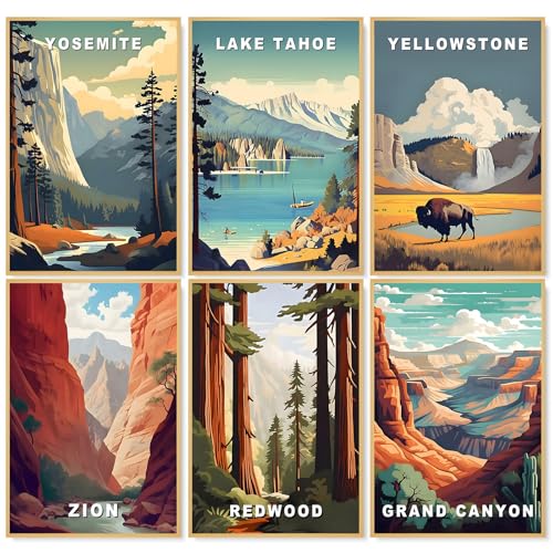 6 Pack Paint by Numbers Kit for Adults, National Parks Canvas Painting Set - color: Park-2