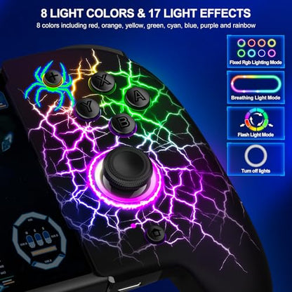 Gammeefy Switch Controller – Hall Effect Joysticks & Enhanced Grip – One Piece Switch Joypad Replacement Switch Pro Controller with 8-Color RGB Lighting, Turbo, Macros - Spider Silk, 6.2"/7" - color: Spider Silk, size: 6.2"/7"