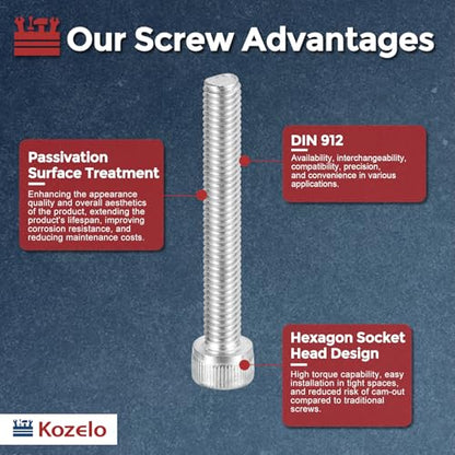 Socket Head Cap Screws M6-1x45mm 304 Stainless Steel Silver 10pcs - size: M6-1 x 45mm