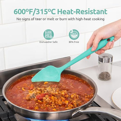 U-Taste 600ºF Heat Resistant Silicone Spatulas for Cooking, 4Pcs/Aqua Sky - color: AquaSky