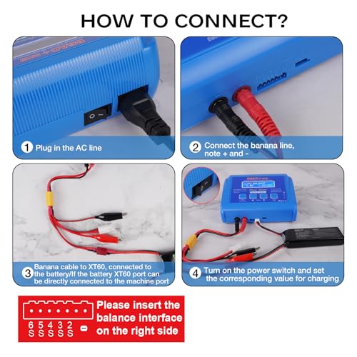 LiPo Charger 80W 6A Fast Balance Battery Chargers for RC Car Boat Drone