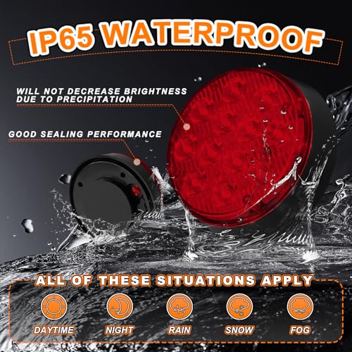 2PCS Magnetic Red Beacon Strobe Lights for Trucks Vehicles Trailer - color: Red-Round Shape