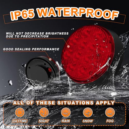 2PCS Magnetic Red Beacon Strobe Lights for Trucks Vehicles Trailer - color: Red-Round Shape