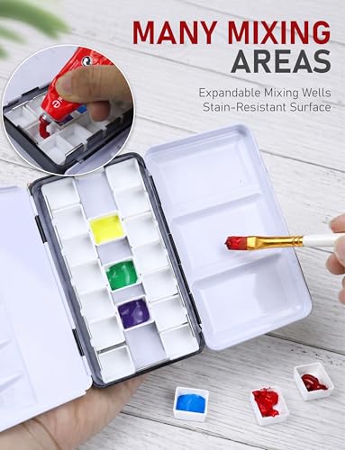 DUGATO Small Empty Watercolor Palette Tin with Lid, Holds 20 Half Pans - size: Small