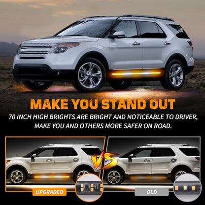 XRIDONSEN 2PCS 60 inch Running Board Strobe Lights Truck Emergency Lights - color: Amber/White