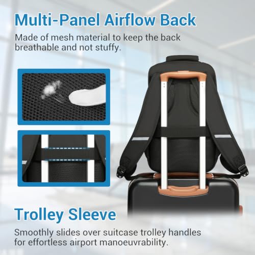 Kono Travel Backpack Airline Approved Under Seat Personal Item Bag - color: Black, size: Small