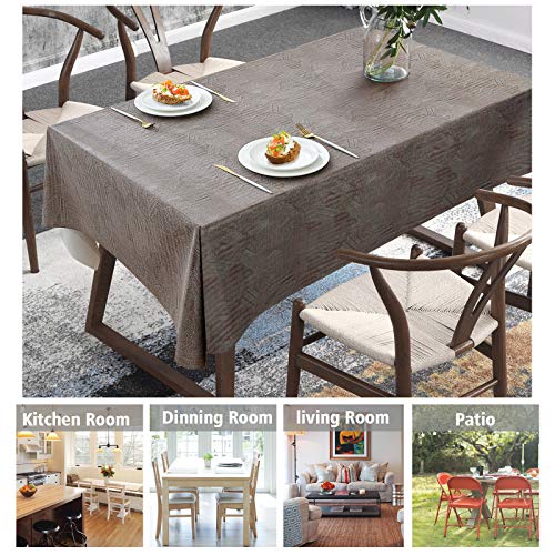 AIRCOWRIE Waterproof Rectangle Vinyl Tablecloths 120x54 Inch - color: Brown, size: 120" x 54" (Rectangular)
