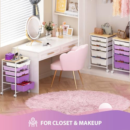 Goovilla Rolling Cart with 5 Drawers for Craft, Art, Dorm, Office, Purple - size: Purple