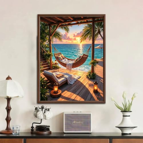 WULINHUAFA Seaside Diamond Painting Kits for Adults 12x16 inch - color: Hammock
