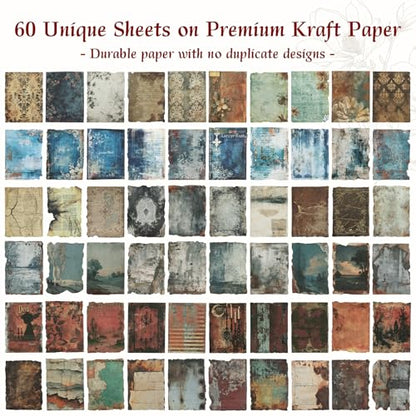 Dizdkizd 60 Sheets Vintage Scrapbook Paper Junk Journal Sticker Set