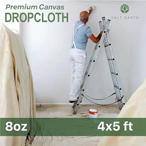 2Pk Recycled Cotton All Purpose Canvas Tarp Cover Painter Drop Cloth-4x5ft - size: Pack of 2 - 4x5