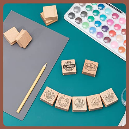 Sasylvia 10 Pcs Stamp Making Kit, A4 Rubber Stamp Sheet, 40x40mm Wood Block