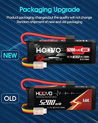 HOOVO 11.1V 3S LiPo Battery 5200mAh 60C with Tr Plug 2Packs