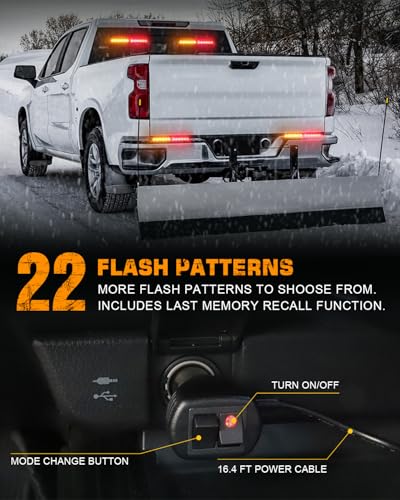 XRIDONSEN 2x 10.7 inch Strobe Light Bar 24 LED Amber Red Emergency Lights - color: Amber/Red