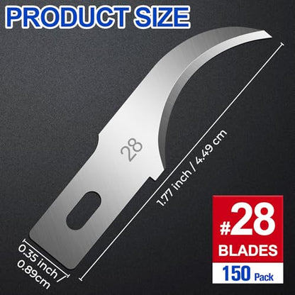 DIYSELF 150 PCS #28 Hobby Knife Blades, SK5 Exacto Knife Replacement Blades - size: #28