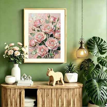 DIYBEADDOT Rose Pearl Diamond Painting Kits for Adults,Diamond Art 12x16In - color: DE6641