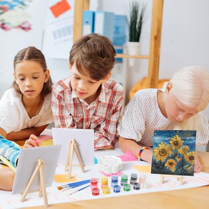 Qilery 24 Set 6 x 6 Inch Canvas Boards and Easel for Painting - size: 6" X 6"