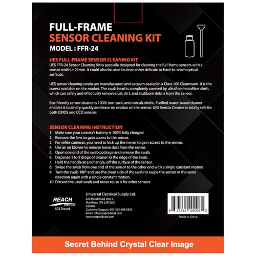 UES Full-Frame Camera Sensor Cleaning Kit (14pcs Swabs and 15ml Cleaner) - style: 14 Swabs + 15ml Cleaner