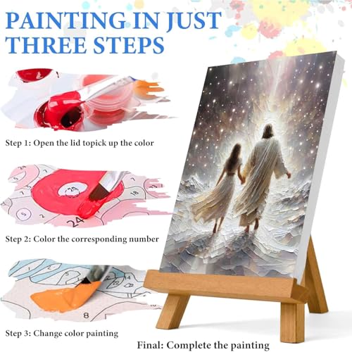 Jesus Paint by Numbers Kit for Adults Framed Canvas 12X16 in, Frameworkless - color: YH02823