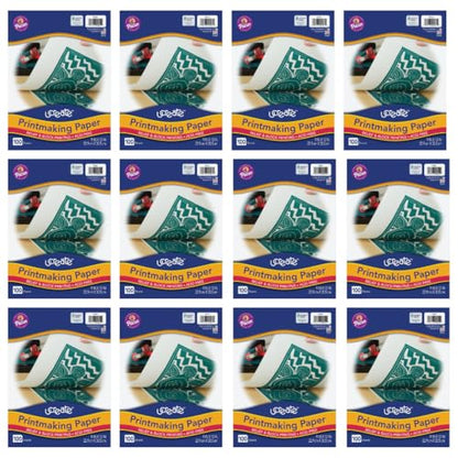 UCREATE Printmaking Paper, White, 9" x 12", 100 Sheets/Pack, 12 Packs - size: 9" x 12" (12-Pack)