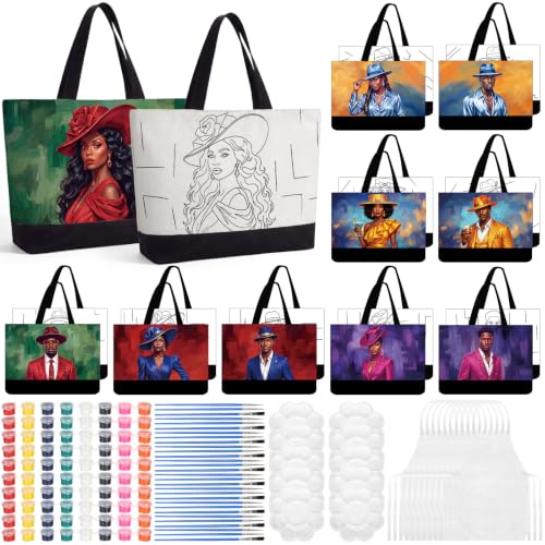Locmeo 10 Set Paint and Sip Canvas Bags Pre Drawn Kit,Couples - style: Couples