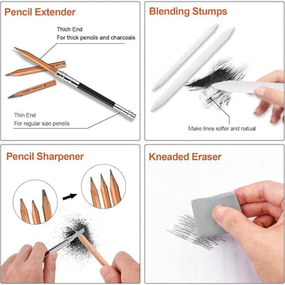 Sketch Pencils, Drawing Pencils for Sketching with Graphites and Charcoals - color: Black