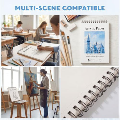 Acrylic Paper Pad 8.5 x 11 in, 25 Sheets, 400Gsm, Top Spiral Bound