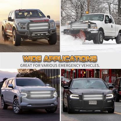 XRIDONSEN 2PCS 30 inch White Grill Strobe Lights 360 LED Truck Lights Strip - color: White