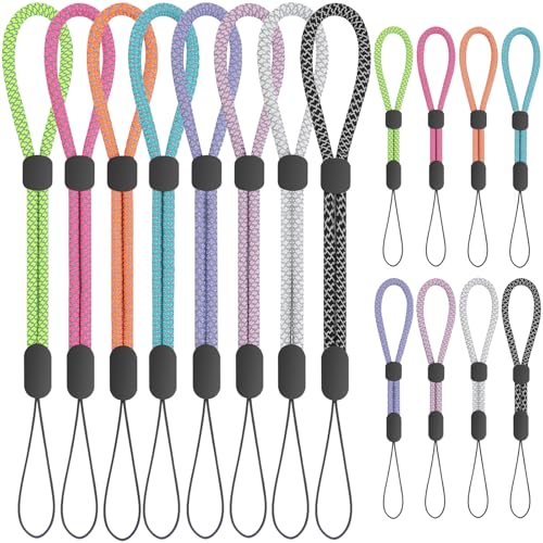 FrgKbTm Hand Wrist Strap Lanyard, Adjustable Nylon Colorful for Mobile Phone, Camara, USB Flash Drive, ID Name Tag Badge - color: 16pcs-mixed Fluorescence