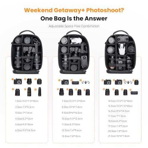 Cwatcun Camera Backpack Large PU Leather, DSLR Bag Case with Tripod Holder - color: Black, size: 9.0 Large