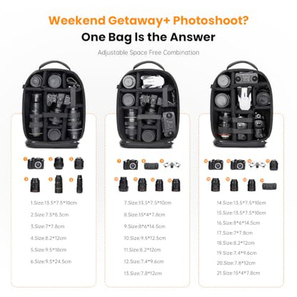 Cwatcun Camera Backpack Large PU Leather, DSLR Bag Case with Tripod Holder - color: Black, size: 9.0 Large