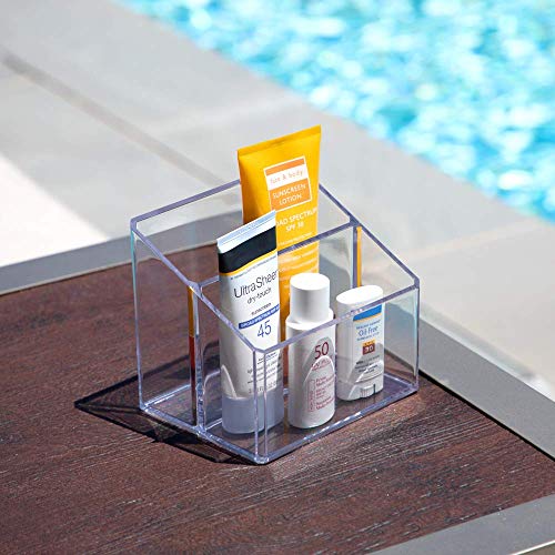 Isaac Jacobs Clear Acrylic 2-Section Organizer, Remote Holder & Multi-Functional Makeup, Brush, Pen & Pencil Storage Solution, for The Home, Bathroom, Office, Child’s Desk (2-Section, Clear) - size: 2-Section