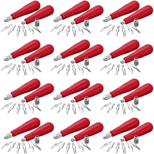 12 Pack,Red,Umigy Craft Linoleum Cutter Kit Carving Tools Assortment - color: Red