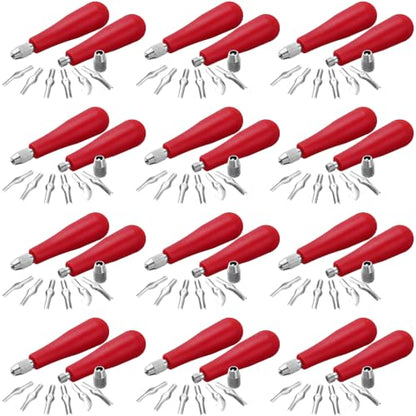 12 Pack,Red,Umigy Craft Linoleum Cutter Kit Carving Tools Assortment - color: Red