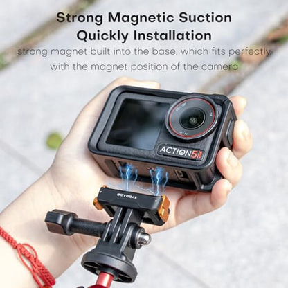 REYGEAK Quick Release Adapter for DJI OSMO 360/Action 5Pro/4/3,Magnetic Clamp Mount with Dual-Claw for DJI OSMO Action Accessories(One Pack)