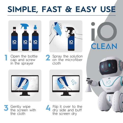 iO CLEAN 16oz Screen Cleaner Spray – Best Large Cleaning Kit - size: 16.9 Fl Oz (Pack of 1)