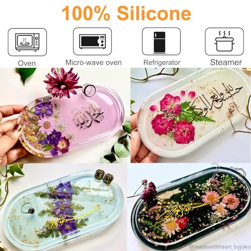 3 Pcs Oval Thickened Silicone Resin Tray Molds for DIY Trinket Storage