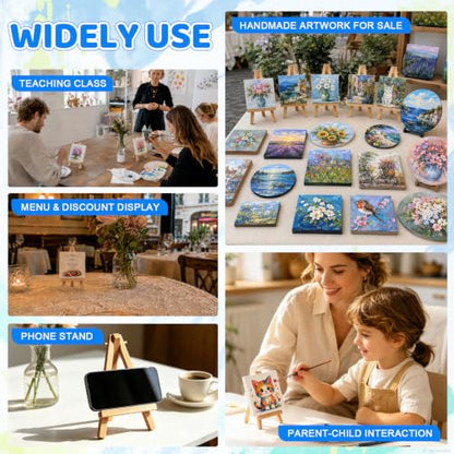 ESRICH 24 Pack Mini Canvas with Easel Set, 4x4” Small Canvases for Painting - size: 4x4in 24pack