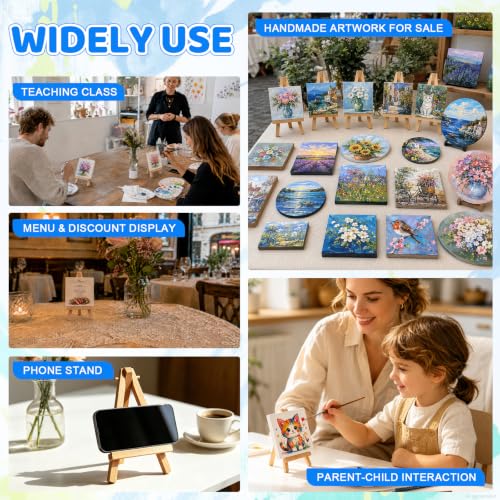 ESRICH 6 Pack Mini Canvas with Easel Set, 4x4” Small Canvases for Painting - size: 4x4in 6pack