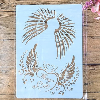 TIAMECH A4 Reusable Pair Wings Stencil for Painting - style: Angel Wings