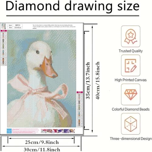 5D Diamond Painting Kits for Adults Beginner, Cute Duck Bow Diamond Art - color: KM950-1