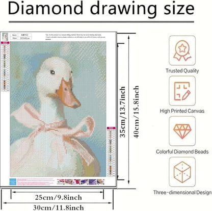 5D Diamond Painting Kits for Adults Beginner, Cute Duck Bow Diamond Art - color: KM950-1