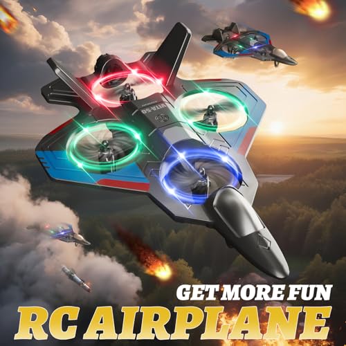 4DRC RC Planes Remote Control Airplanes for Kids, Foam Remote Control Planes for Kids Adults Beginners, Remote Control Helicopter Fighter Jet Drones for Kids Adults, 360° Flip Easy to Fly - color: Black-2batteries