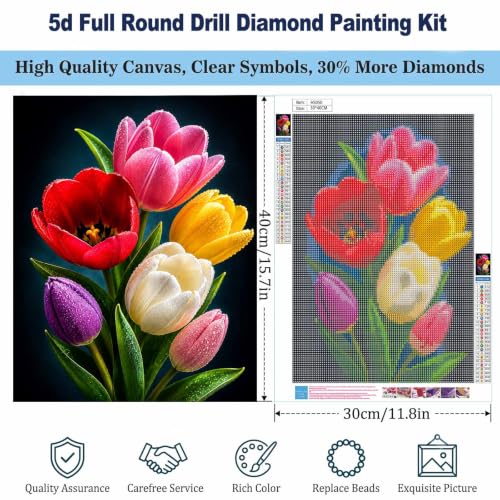 Tulips Diamond Art Kits for Adults,Colorful Flower Bouquet Diamond Painting - color: HS049-1