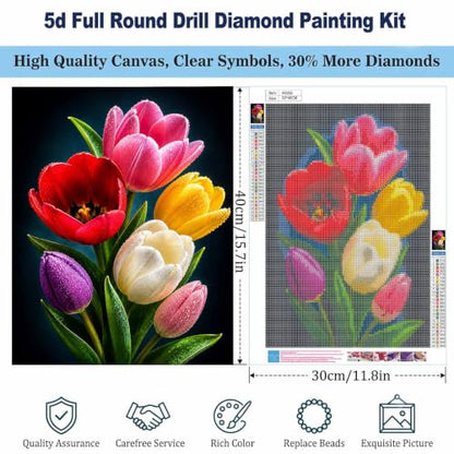 Tulips Diamond Art Kits for Adults,Colorful Flower Bouquet Diamond Painting - color: HS049-1